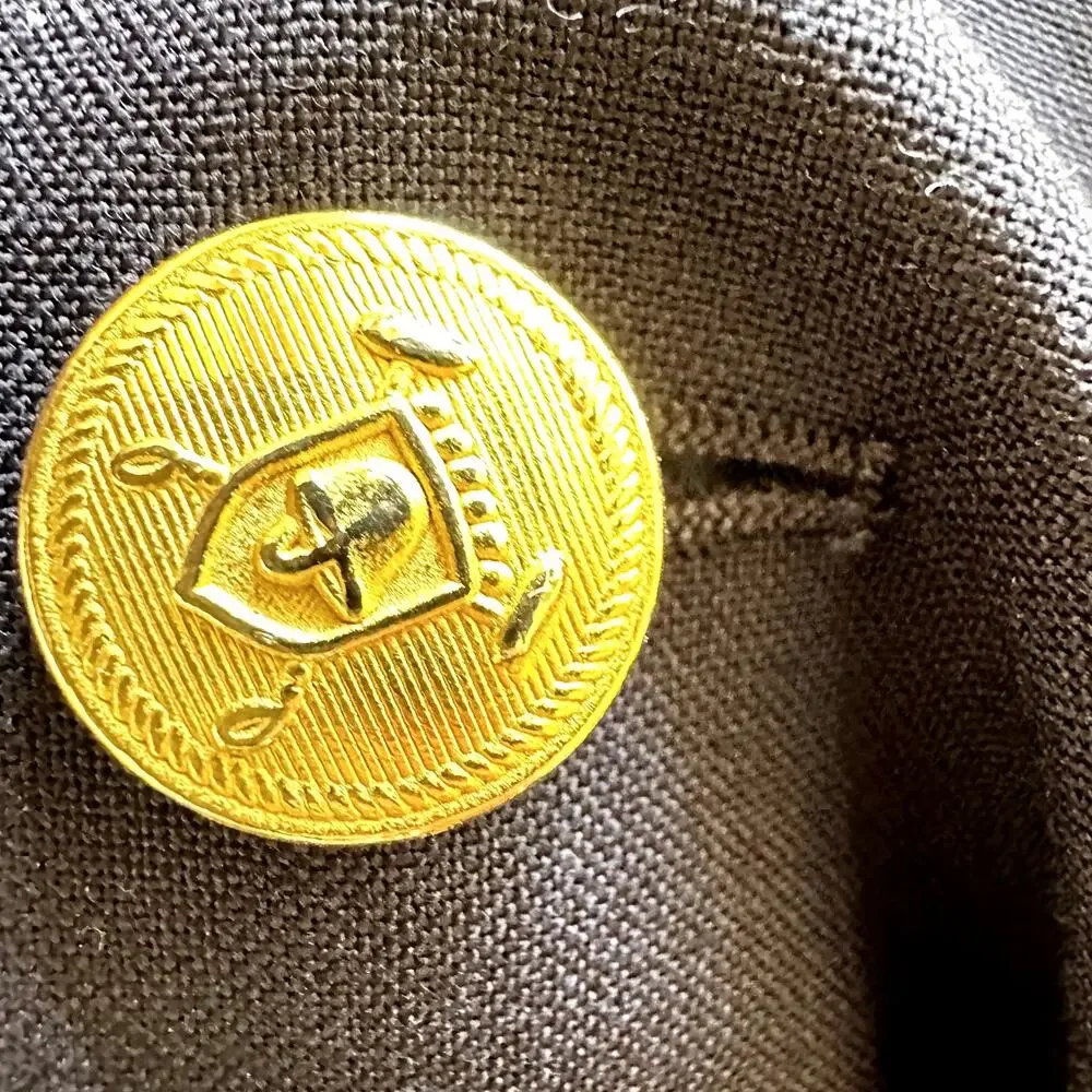 Polo University Club Ralph Lauren Hopsack Gold Button Blazer Pure Wool Blue 44R
